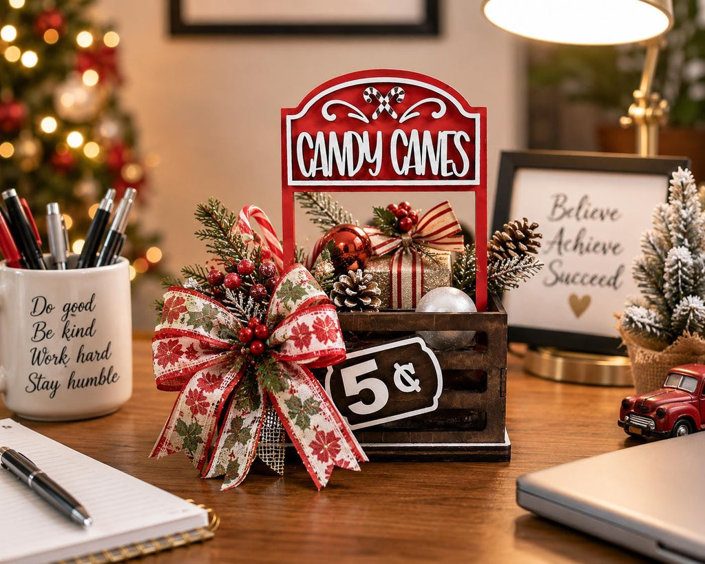 Candy Cane Interchangeable Crate Sign, Candy Cane Wood Insert, Christmas Tabletop Decor, Coffee Bar Decor, Shelf Decor
