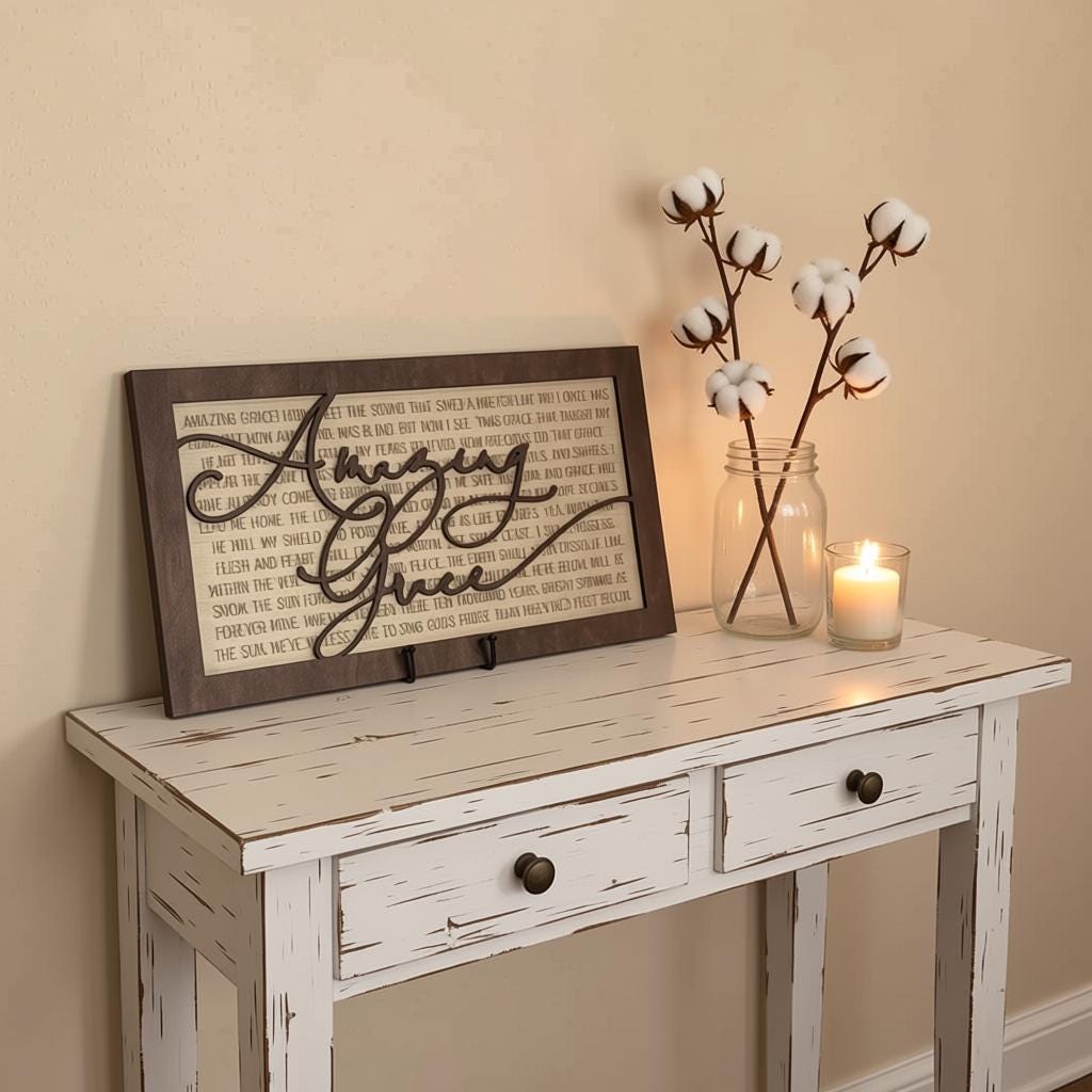 Amazing Grace Hymn Wood Sign, Christian Wall Decor, Engraved Wood Sign, Religious Wall Art, Farmhouse Faith Decor, Christian Gift