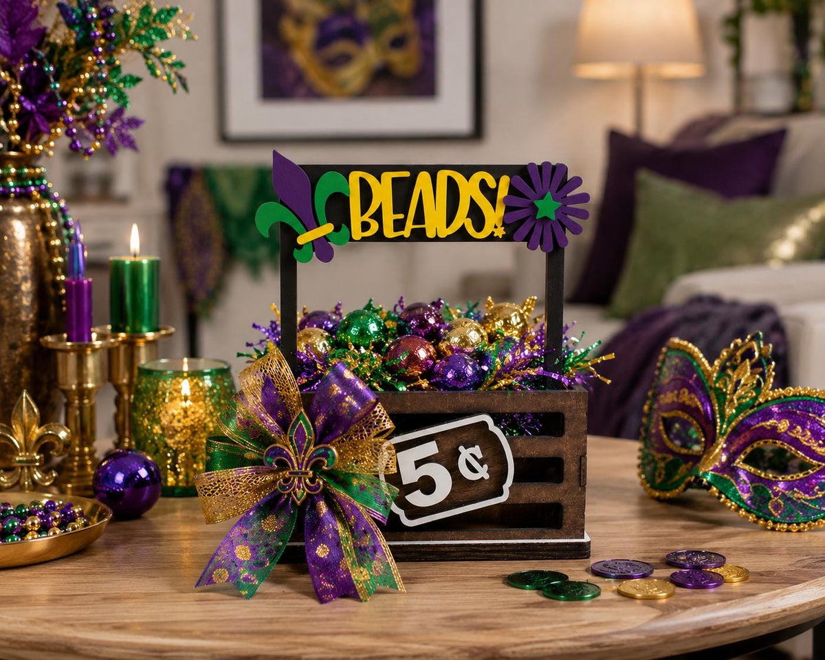 Mardi Gras Interchangeable Crate Sign, Mardi Gras Wood Insert, Mardi Gras Tabletop Decor, Coffee Bar Decor, Shelf Decor