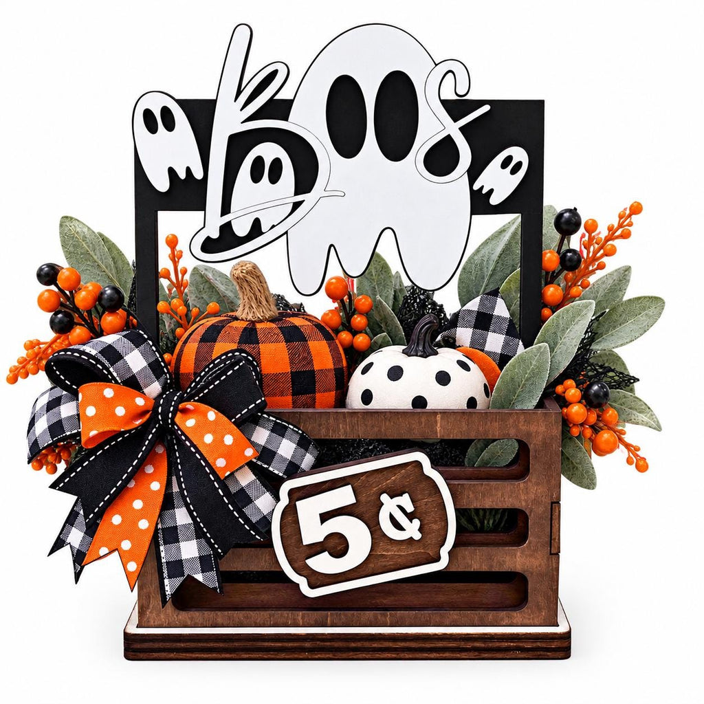 Halloween Interchangeable Crate Sign, Boo Ghost Wood Insert, Halloween Tabletop Decor, Coffee Bar Decor, Shelf Decor