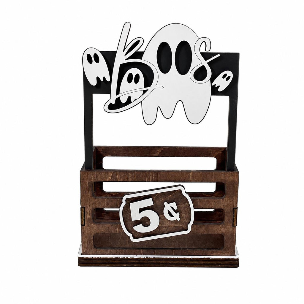 Halloween Interchangeable Crate Sign, Boo Ghost Wood Insert, Halloween Tabletop Decor, Coffee Bar Decor, Shelf Decor