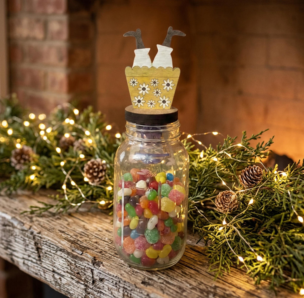 Hand Painted Candy Snatcher Mason Jar Topper | Laser Cut Farmhouse Decor | Candy Jar Lid Insert | Tiered Tray Decor | Gift for Her