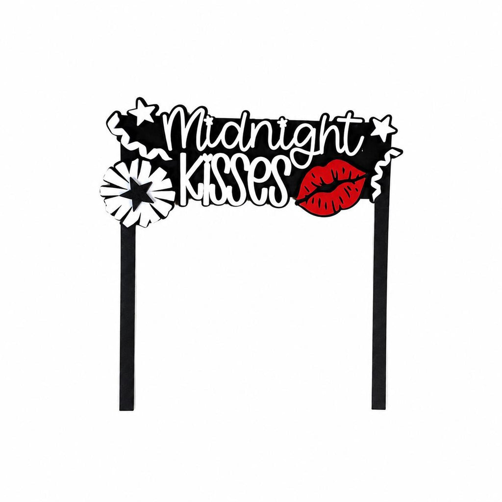 New Years Interchangeable Crate Sign, Midnight Kisses Wood Insert, New Years Tabletop Decor, Tiered Tray Decor, Shelf Decor