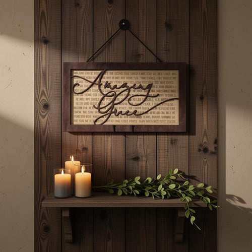 Amazing Grace Hymn Wood Sign, Christian Wall Decor, Engraved Wood Sign, Religious Wall Art, Farmhouse Faith Decor, Christian Gift