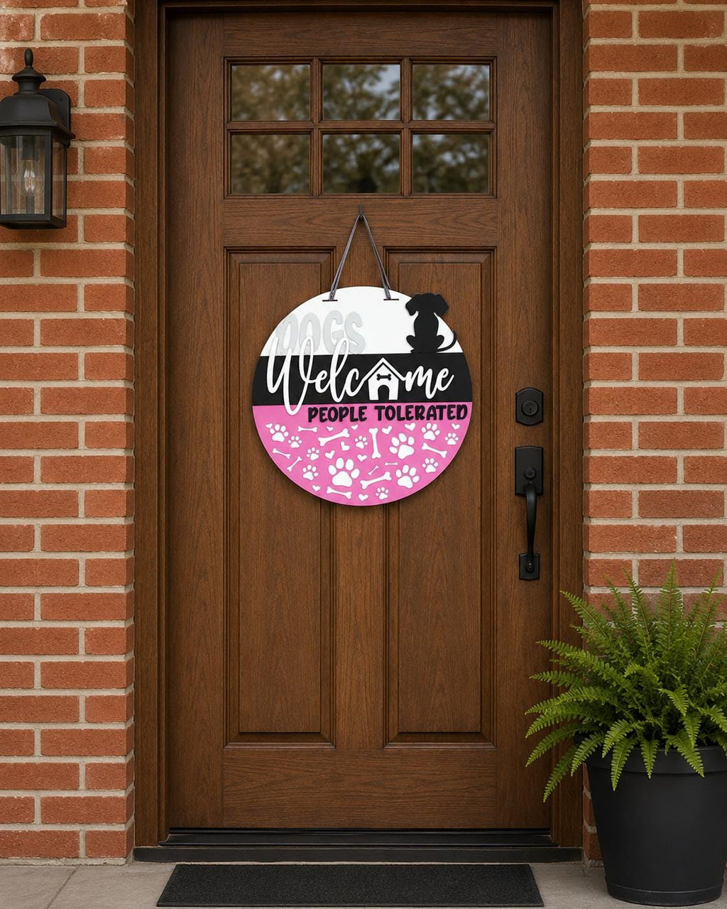 Dogs Welcome People Tolerated Door Hanger | Funny Dog Lover Porch Decor