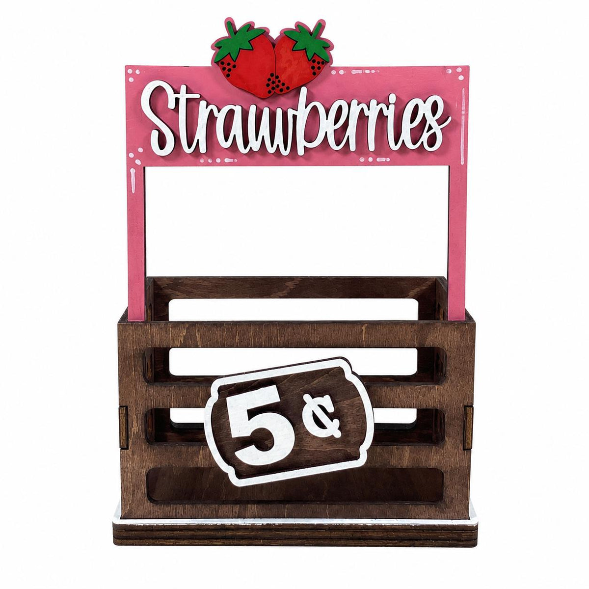Strawberries Interchangeable Crate Sign, Strawberry Wood Sign, Summer Farmhouse Decor, Farmers Market Decor, Kitchen Shelf Decor