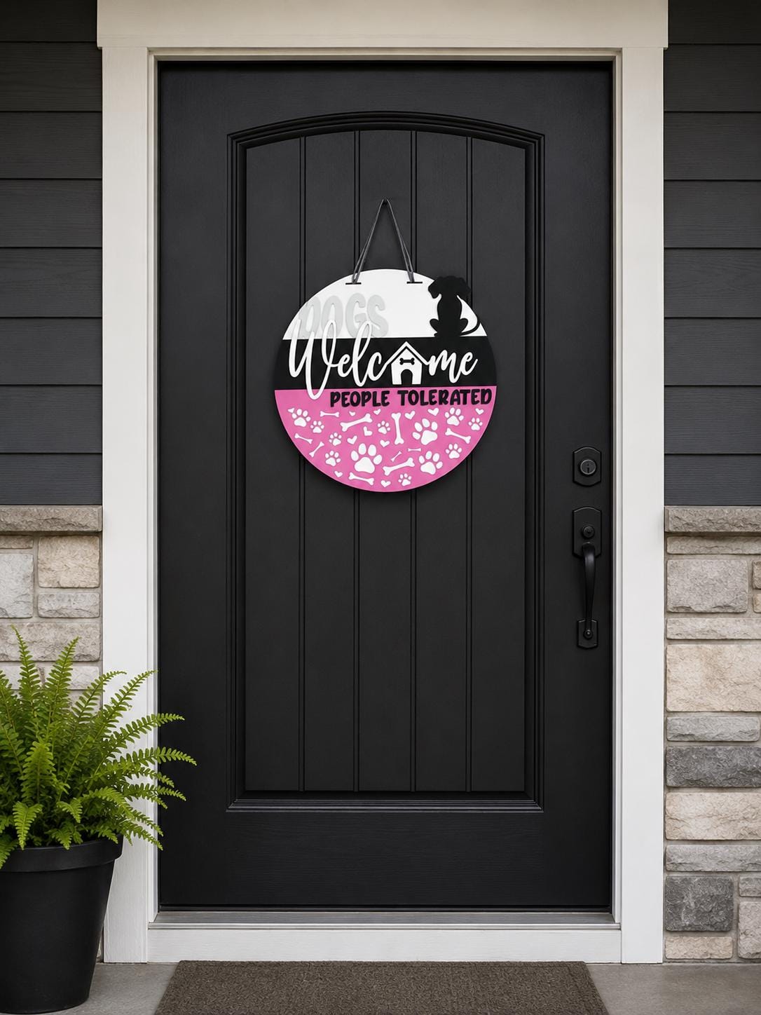 Dogs Welcome People Tolerated Door Hanger | Funny Dog Lover Porch Decor