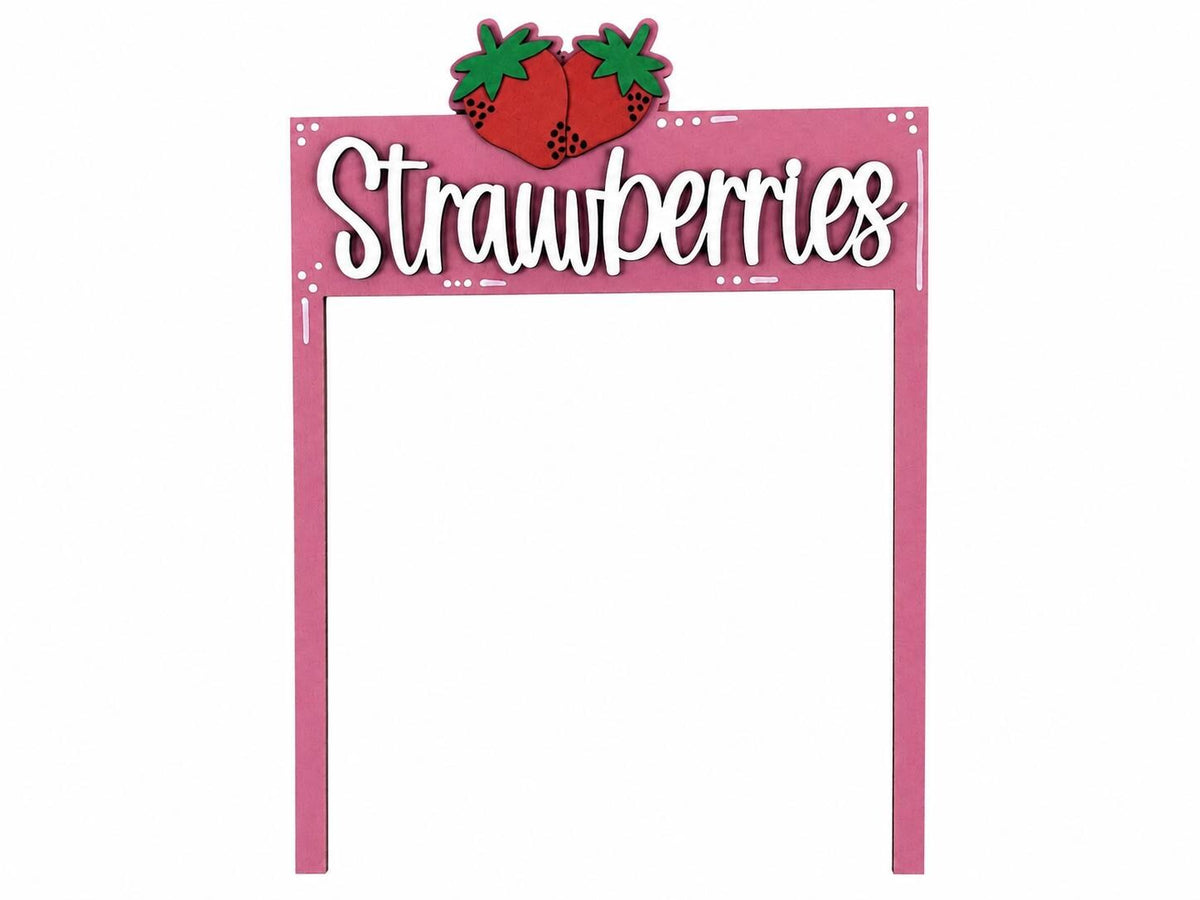 Strawberries Interchangeable Crate Sign, Strawberry Wood Sign, Summer Farmhouse Decor, Farmers Market Decor, Kitchen Shelf Decor