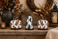 Set of 3 Cow Print Wooden Pumpkins, Rustic Western Farmhouse Fall Decor