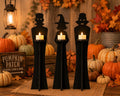 Set of 3 Halloween Tea Light Holders | Vampire, Witch, Monster Figures, Rustic Decor