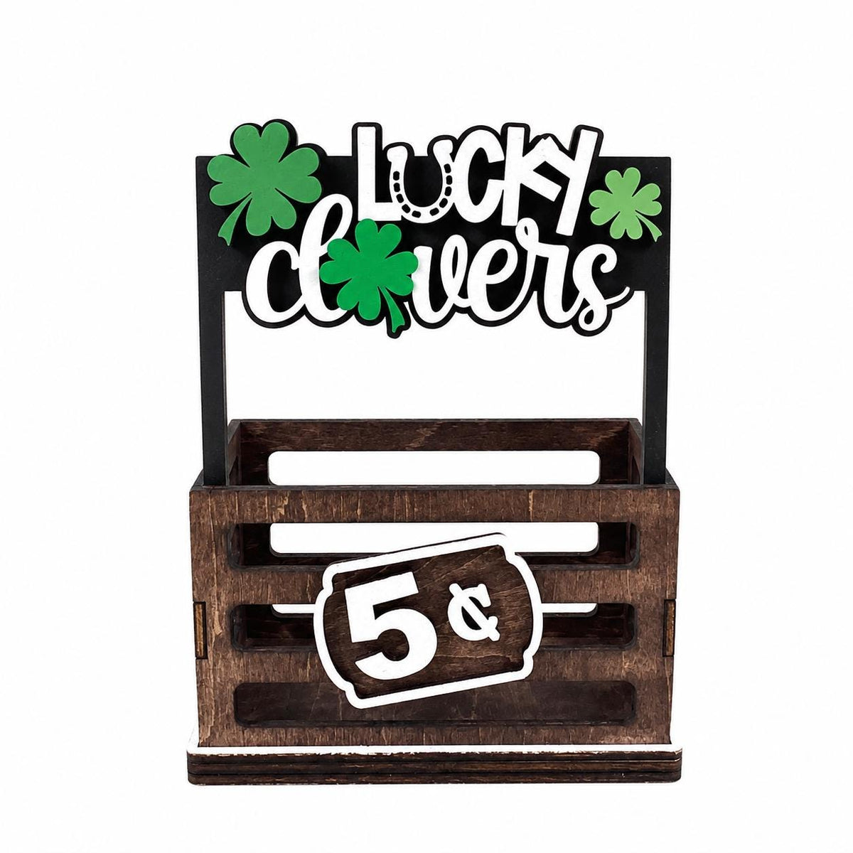 Lucky Clovers Interchangeable Crate Sign, St Patrick’s Day Wood Insert, Irish Tabletop Decor, Tiered Tray Decor, Shelf Decor
