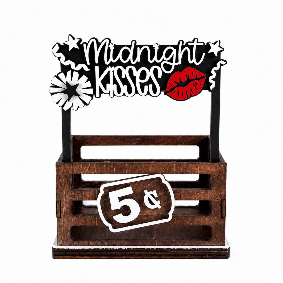 New Years Interchangeable Crate Sign, Midnight Kisses Wood Insert, New Years Tabletop Decor, Tiered Tray Decor, Shelf Decor