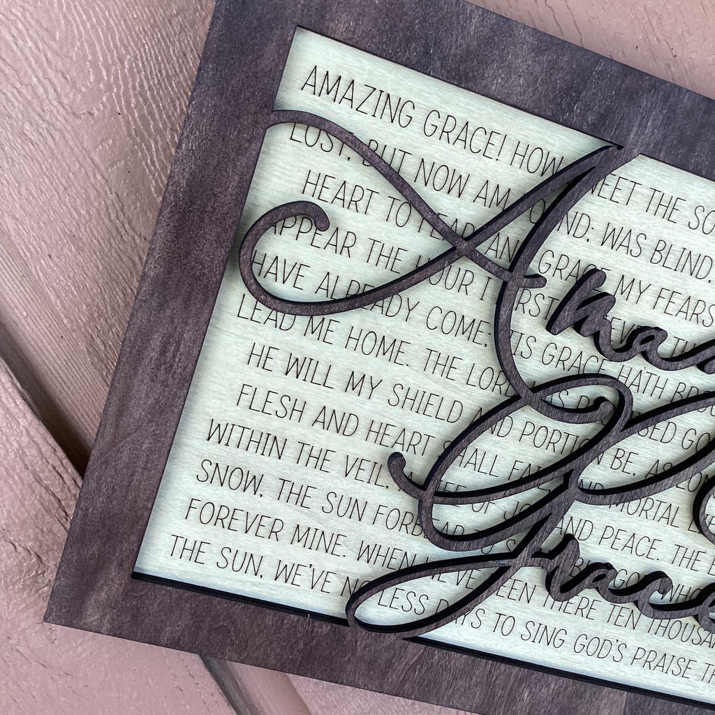 Amazing Grace Hymn Wood Sign, Christian Wall Decor, Engraved Wood Sign, Religious Wall Art, Farmhouse Faith Decor, Christian Gift