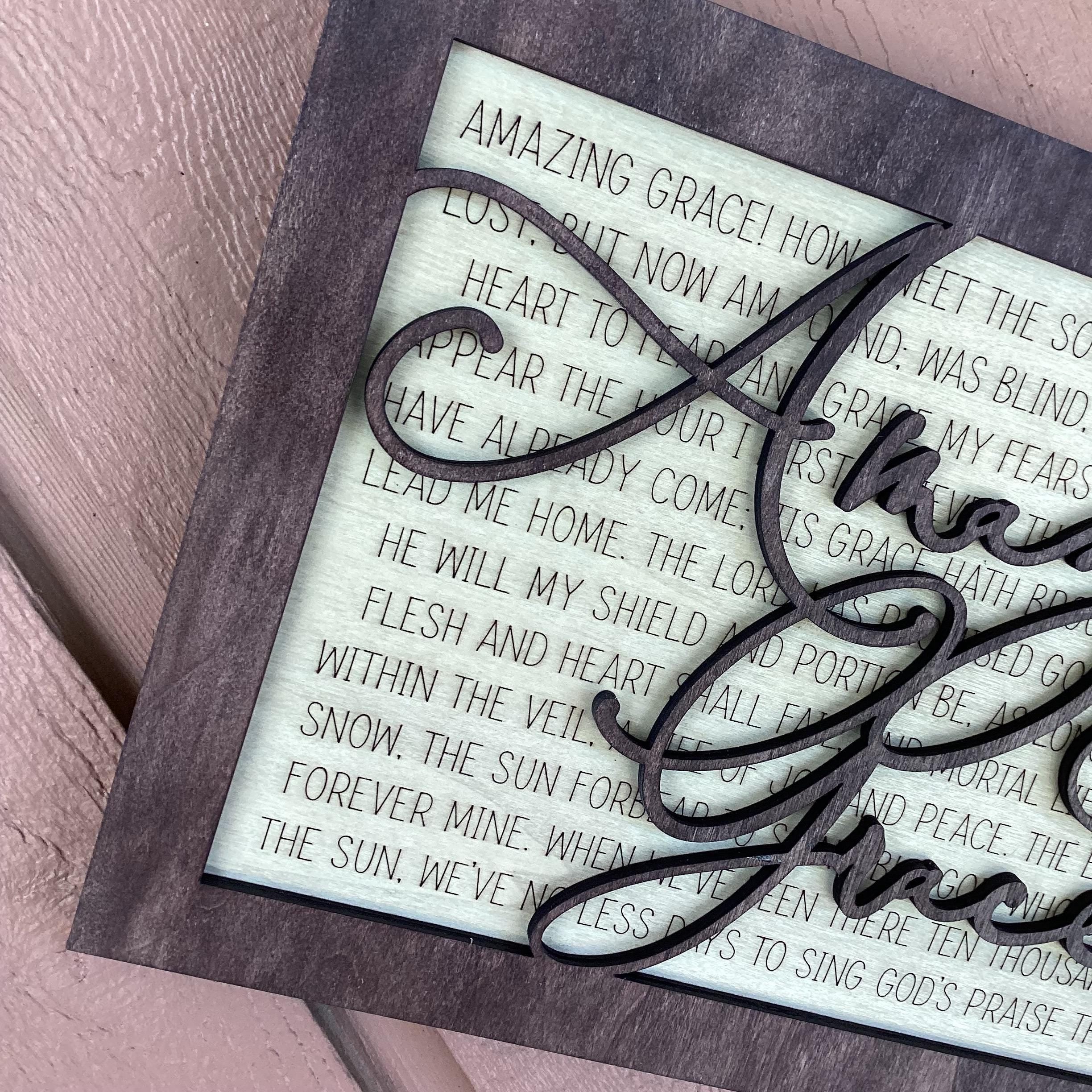 Amazing Grace Hymn Wood Sign, Christian Wall Decor, Engraved Wood Sign, Religious Wall Art, Farmhouse Faith Decor, Christian Gift