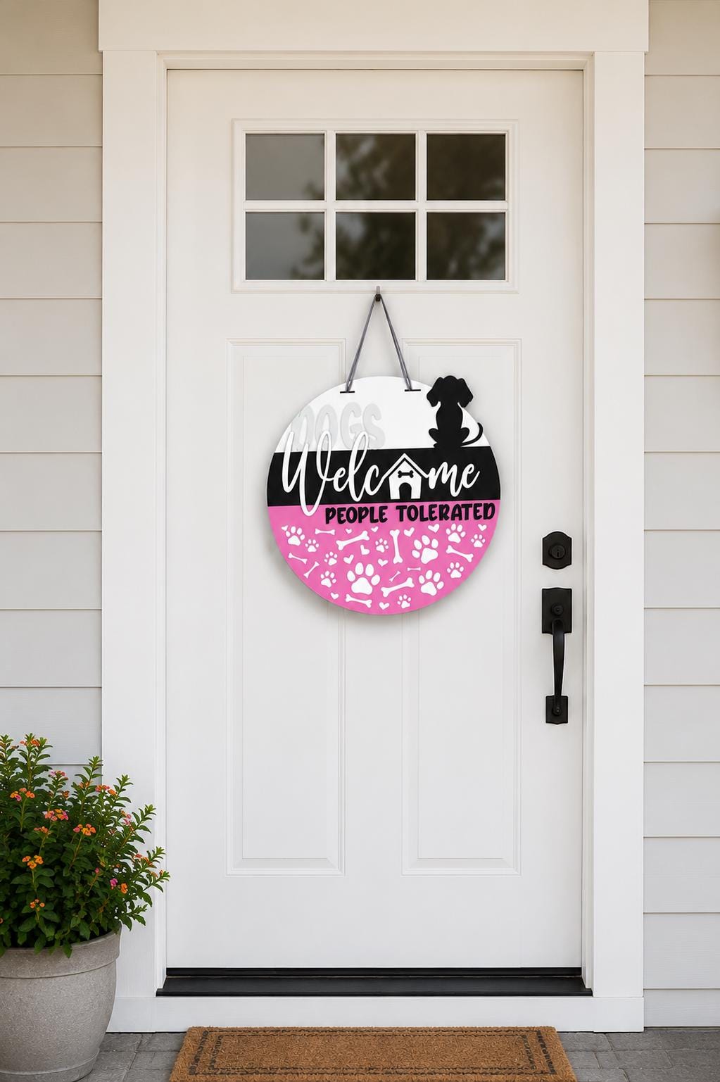 Dogs Welcome People Tolerated Door Hanger | Funny Dog Lover Porch Decor