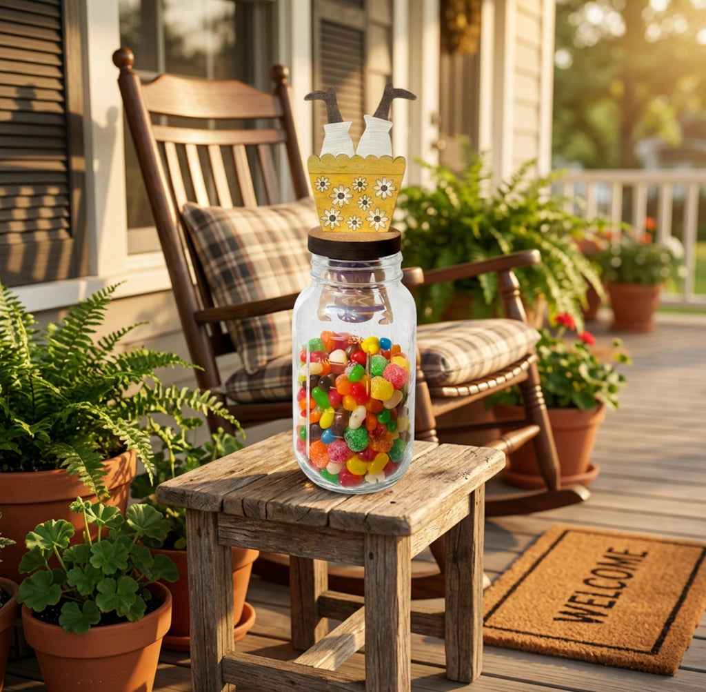 Hand Painted Candy Snatcher Mason Jar Topper | Laser Cut Farmhouse Decor | Candy Jar Lid Insert | Tiered Tray Decor | Gift for Her