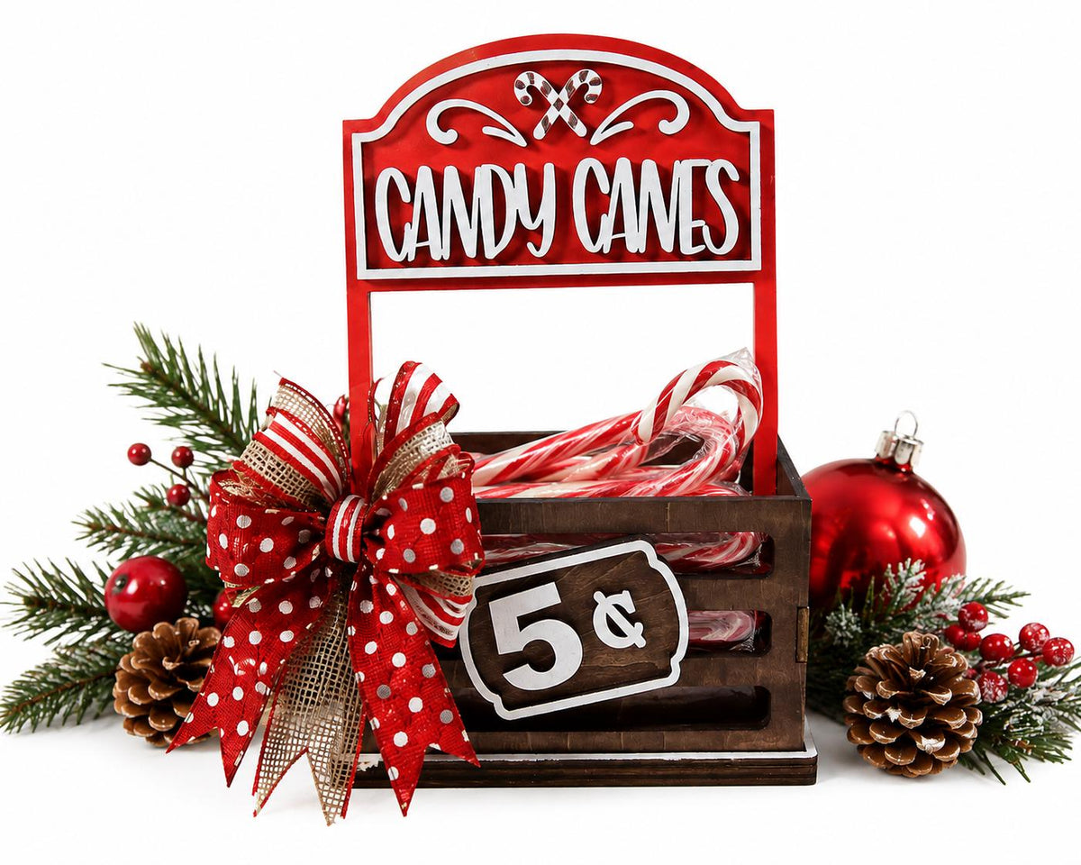Candy Cane Interchangeable Crate Sign, Candy Cane Wood Insert, Christmas Tabletop Decor, Coffee Bar Decor, Shelf Decor