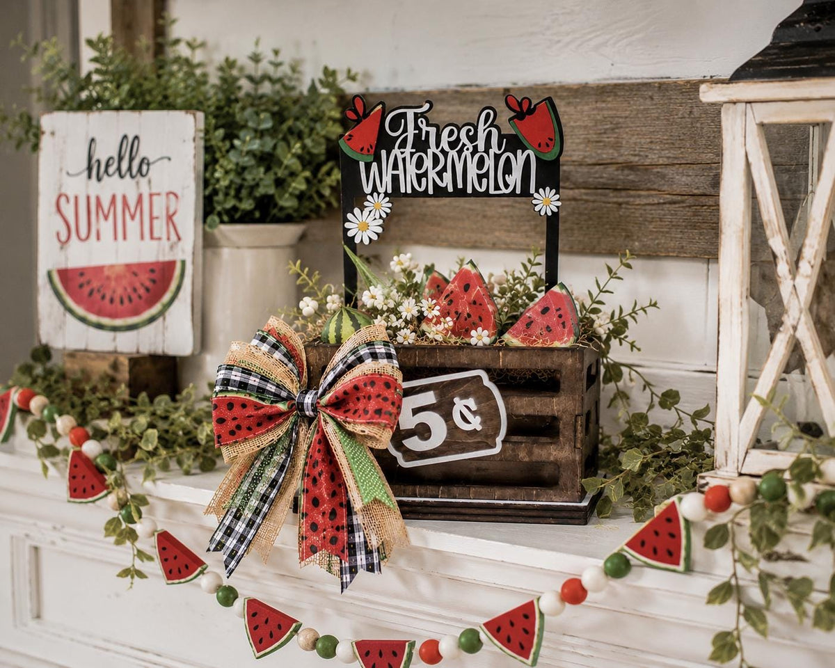 Fresh Watermelon Interchangeable Crate Sign, Summer Wood Insert, Farmhouse Tabletop Decor, Farmers Market Decor, Shelf Decor