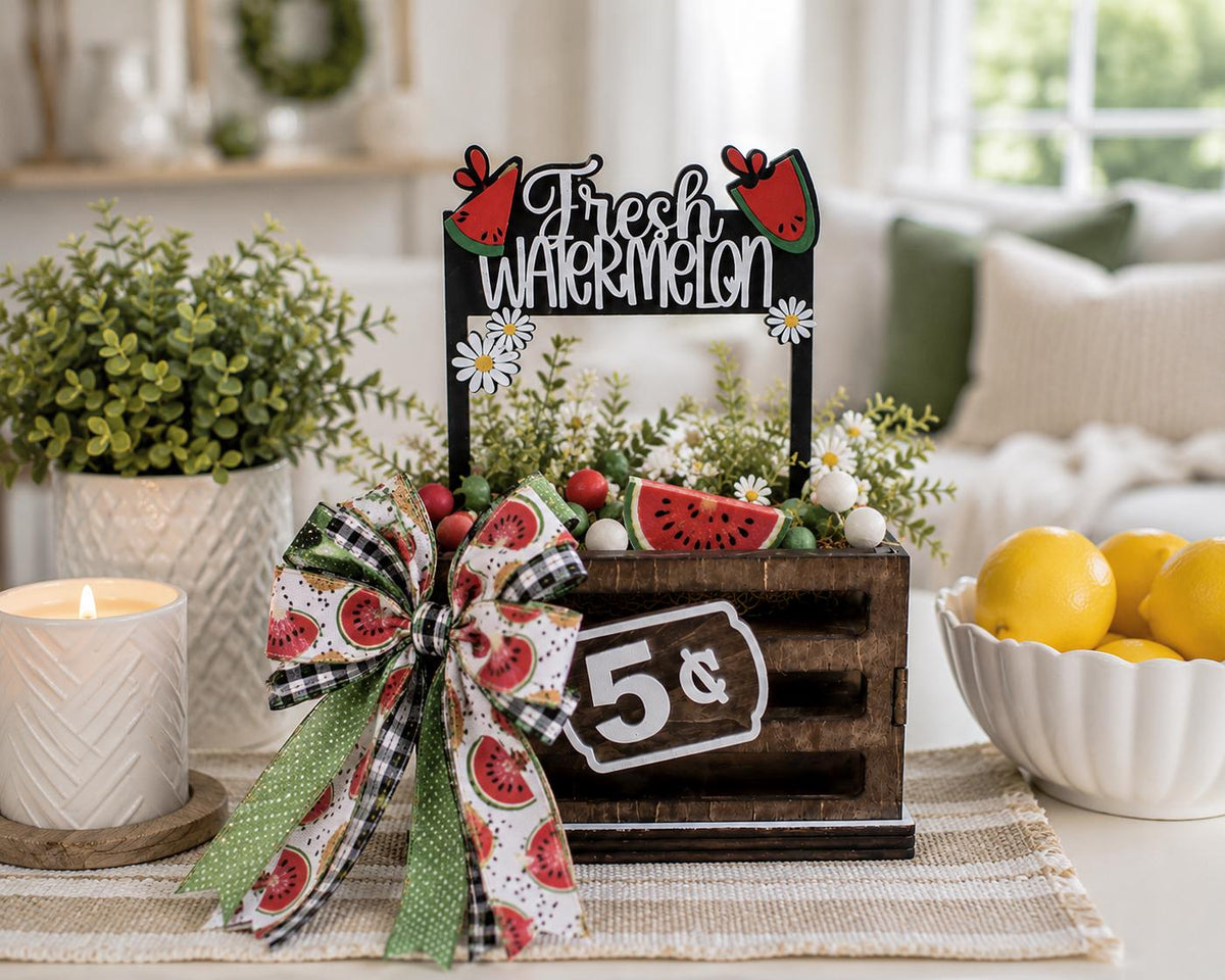 Fresh Watermelon Interchangeable Crate Sign, Summer Wood Insert, Farmhouse Tabletop Decor, Farmers Market Decor, Shelf Decor