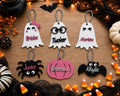 Personalized Halloween Name Tag, Wooden Trick or Treat Basket Charm, Ghost Pumpkin Bat Spider
