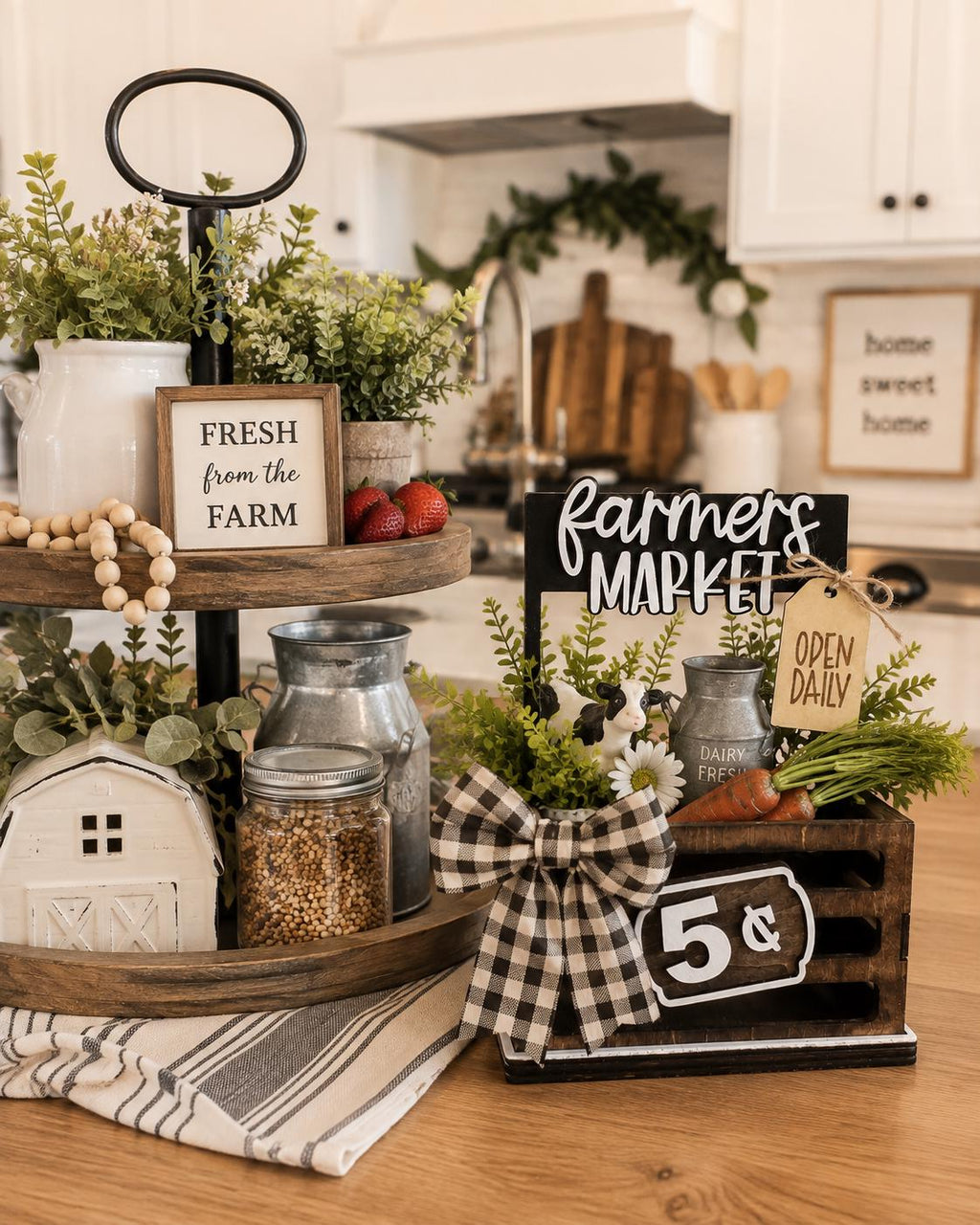 Farmers Market Interchangeable Crate Sign, Farmhouse Wood Sign, Farm Fresh Tabletop Decor, Country Kitchen Decor, Shelf Decor