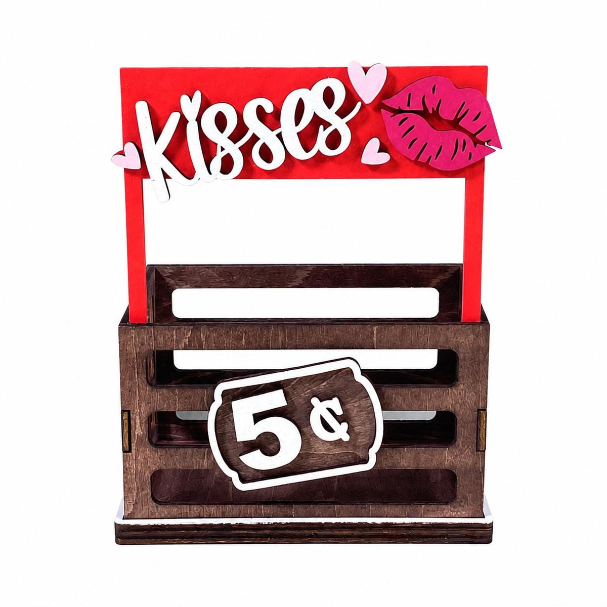 Valentines Interchangeable Crate Sign, Kisses Wood Insert, Valentines Tabletop Decor, Tiered Tray Decor, Shelf Decor