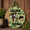Welcome to the Nuthouse Door Sign | Squirrel Fall Porch Decoration | 16” Wood Sign