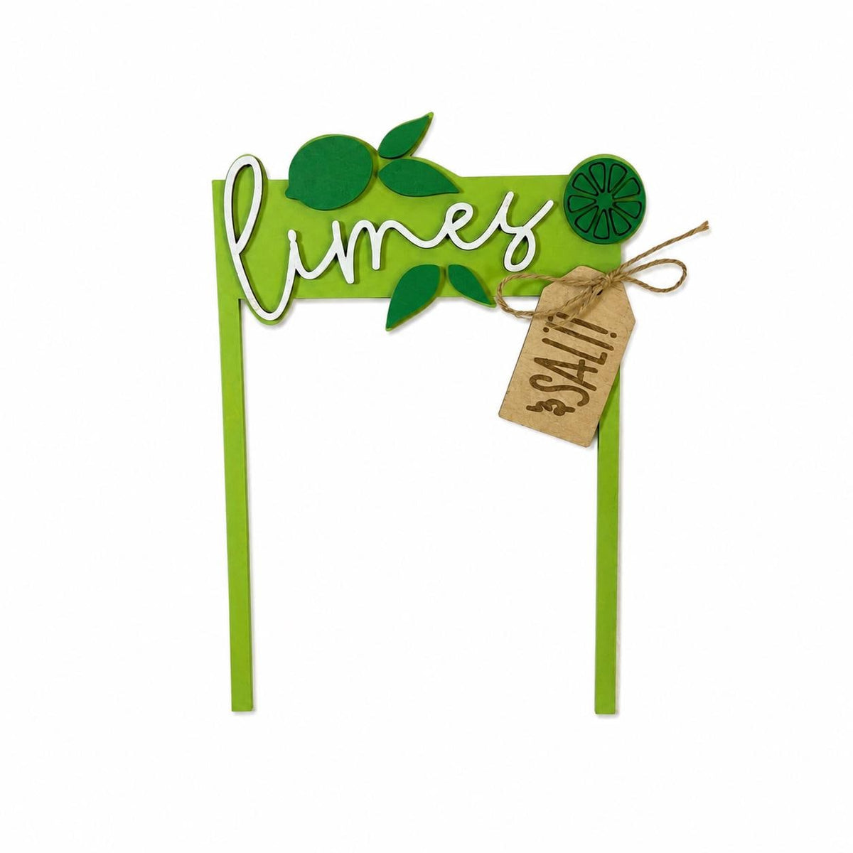 Limes Interchangeable Sign & Wooden Crate | Summer Citrus Decor | Farmhouse Kitchen Decor | Tiered Tray Accent | Handmade Shelf Sitter