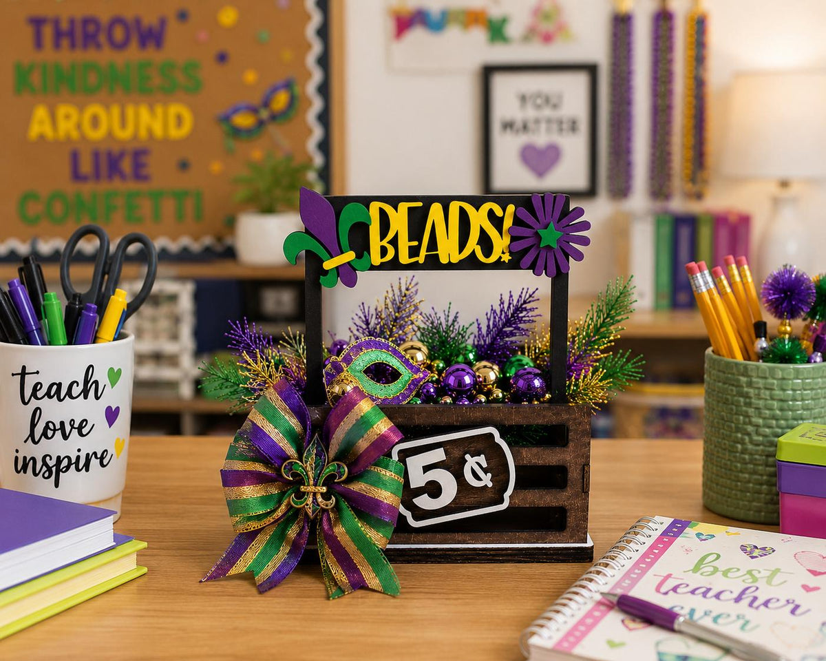 Mardi Gras Interchangeable Crate Sign, Mardi Gras Wood Insert, Mardi Gras Tabletop Decor, Coffee Bar Decor, Shelf Decor