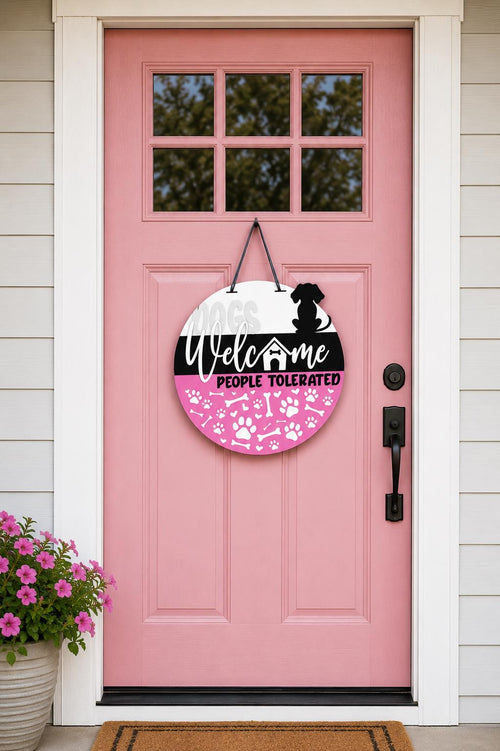 Dogs Welcome People Tolerated Door Hanger | Funny Dog Lover Porch Decor