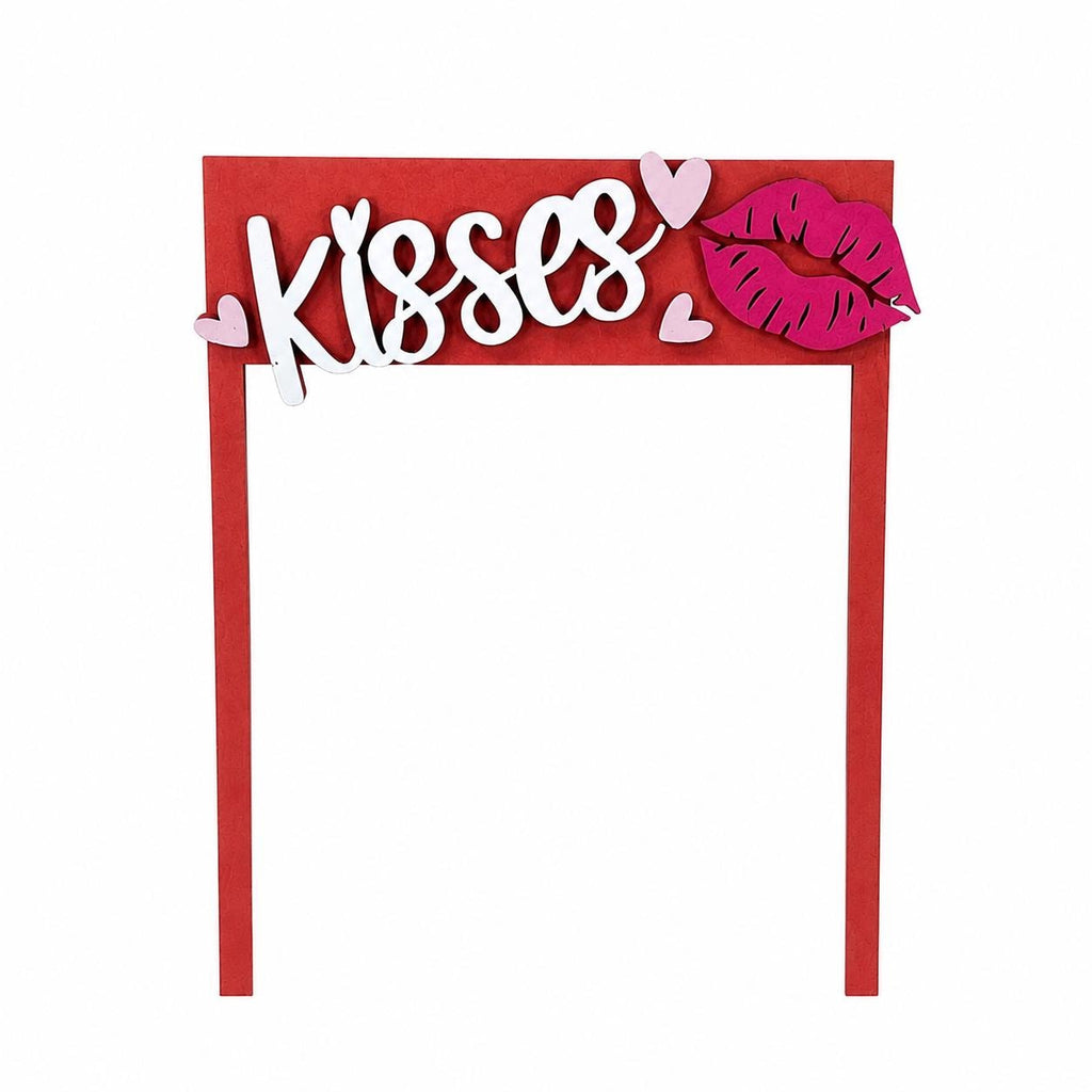 Valentines Interchangeable Crate Sign, Kisses Wood Insert, Valentines Tabletop Decor, Tiered Tray Decor, Shelf Decor