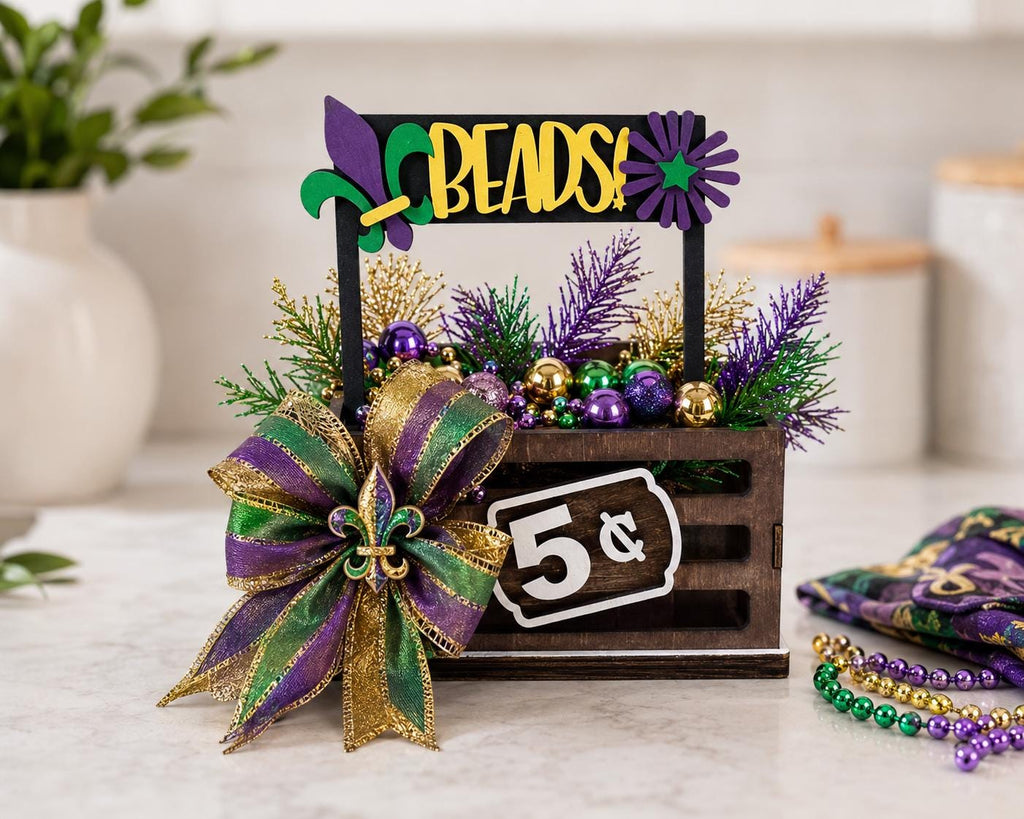 Mardi Gras Interchangeable Crate Sign, Mardi Gras Wood Insert, Mardi Gras Tabletop Decor, Coffee Bar Decor, Shelf Decor