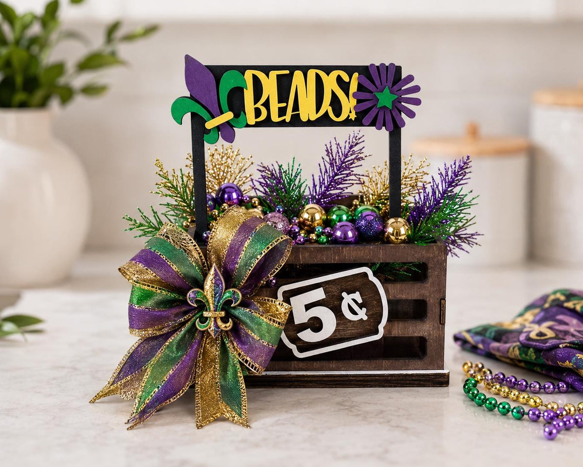 Mardi Gras Interchangeable Crate Sign, Mardi Gras Wood Insert, Mardi Gras Tabletop Decor, Coffee Bar Decor, Shelf Decor